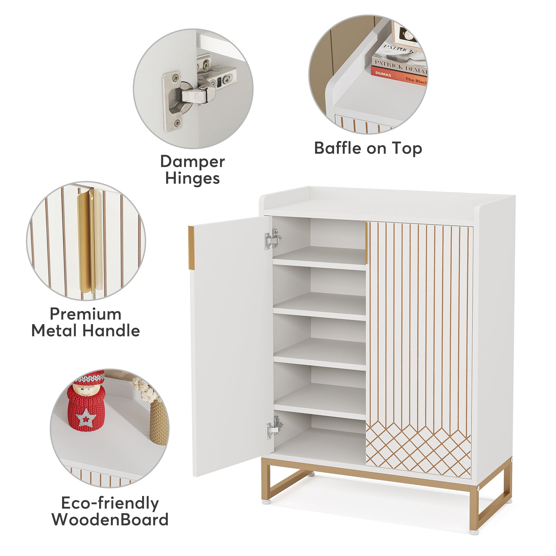 5-Tier Shoe Cabinet with Doors